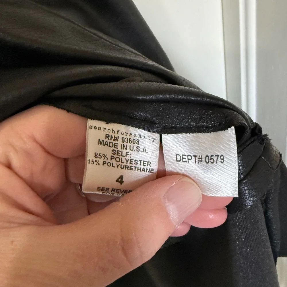 Search for Sanity Black Faux Leather A-Line Midi Skirt with Pockets Size 4‎